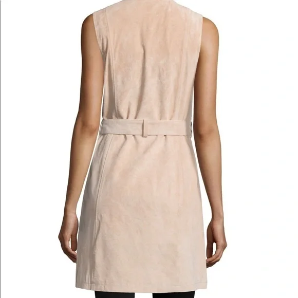 Neiman Marcus Belted Suede Trench Vest